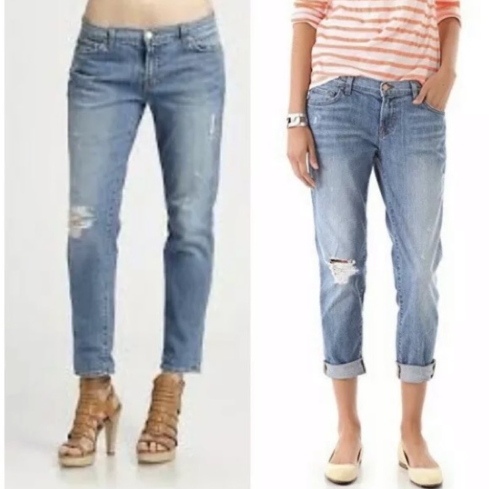 J Brand Aoki Cropped Distressed Medium Wash Jeans